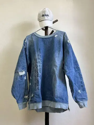 ZARA 데님 블루 데미지 가공 트레이닝복