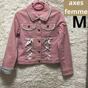 axes femme 엑시즈팜 핑크 리본 레이스 데님 자켓
