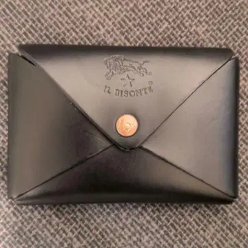 IL BISONTE 블랙 가죽 카드 케이스