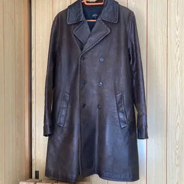 프랑스제 A.P.C. 빈티지 가죽 P코트