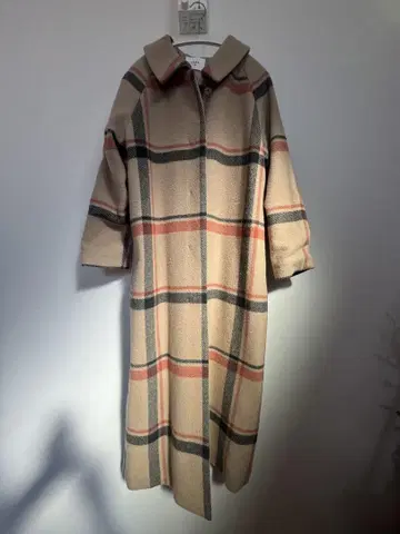 AMERI 체크 무늬 울 롱 코트