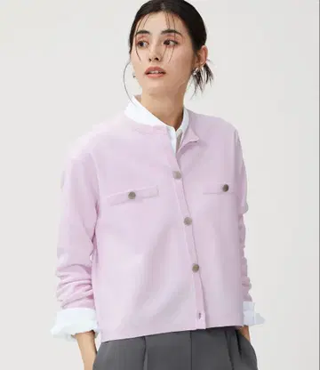 PLST 코튼 블렌드 메탈 버튼 가디건