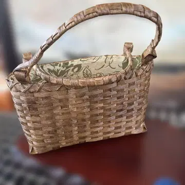 바스켓 위브 바스켓백 브라운