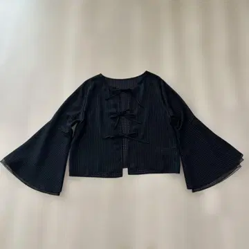 미사용 새상품 IENA 이에나 2WAY 블랙 리본 블라우스 플레어 슬리브