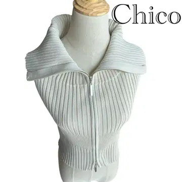 Chico [ F ] 리브 집업 슬리브리스 니트 베스트 아이보리