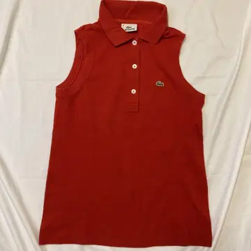 LACOSTE 슬리브리스 피케 셔츠 38 레드