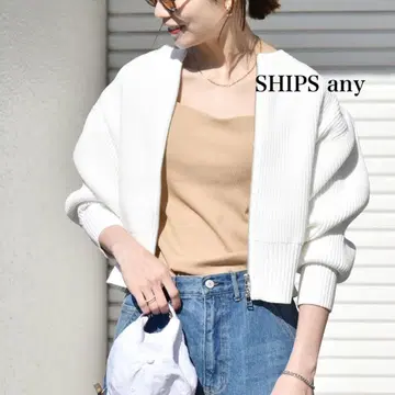 SHIPS any 리브 더블 지퍼 니트 블루종