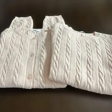 UNIQLO 케이블 크루넥 가디건 니트 세트