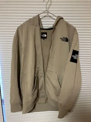 THE NORTH FACE 스퀘어 로고 풀 집업 후드티 베이지