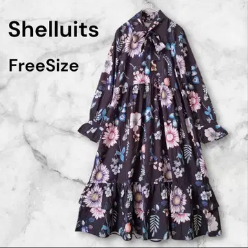 Shelluits 쉘 꽃무늬 롱 티어드 원피스 프릴 소매