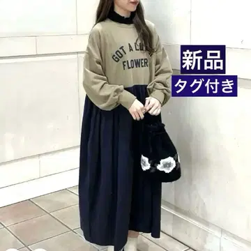 택 포함 새상품 사만사 모스모스 도킹 로고 원피스 모카