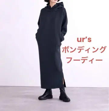 새상품급 유어스 ur s 본딩 후디 원피스 롱 M 블랙