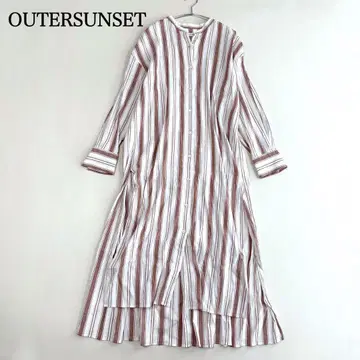 [아우터 선셋] 스무스 린넨 스트라이프 원피스 (M) 레드 레이어드