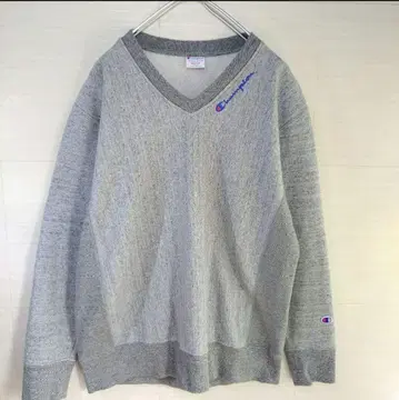챔피온 리버스 위브 맨투맨 자수 로고 V넥 그레이