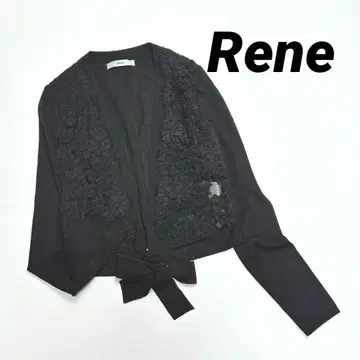 [ 컨디션 최상 ] RENE 르네 레이스 가디건 볼레로 리본 보타이 블랙