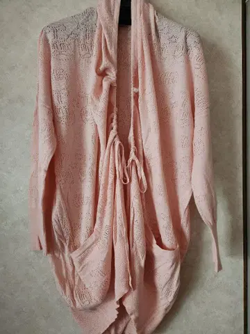 TSUMORI CHISATO 연한 핑크 롤업 가디건 면 100% F