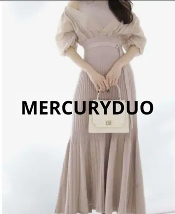 MERCURYDUO M 쉬폰 플리츠 니트 롱 원피스