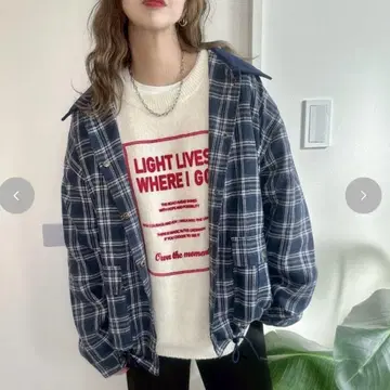 시마무라 코듀로이 절개 체크 블루종 NON 블루 M noooon