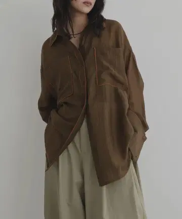 배색 파이핑 오버사이즈 시어 셔츠 오버사이즈 셔츠 hellam