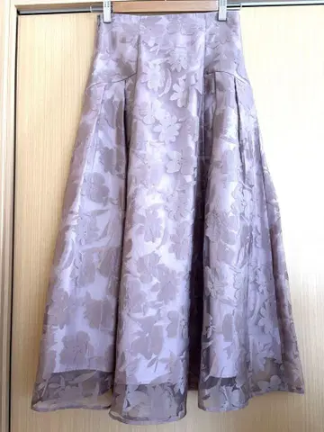 내추럴 뷰티 베이직/플라워 무늬 플레어 롱 스커트/핑크