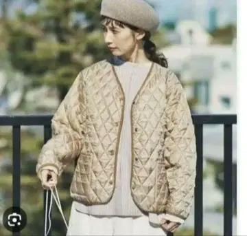 베이지 퀼팅 자켓