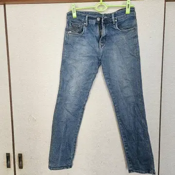 해외 구제 의류 구제 의류 W 블루 스트레이트 데님 여성용