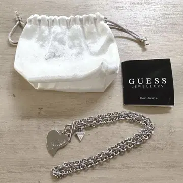GUESS 실버 체인 목걸이 하트 참