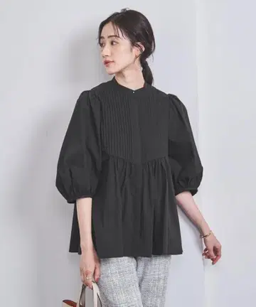 UNITED ARROWS 블랙 오부 소매 셔츠