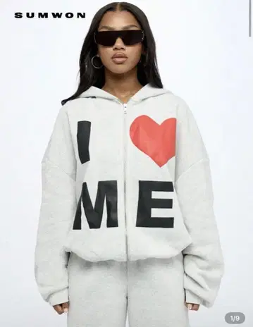 I LOVE ME 후드티 그레이