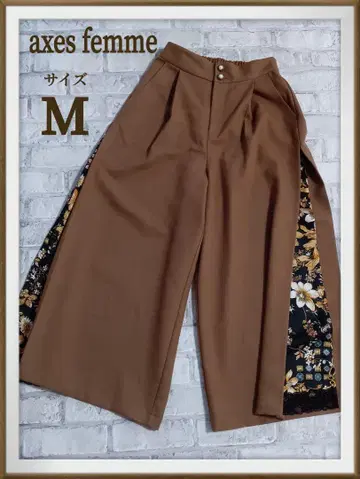 axes femme 와이드 팬츠 가우초 팬츠 M 스카프 패턴 카멜