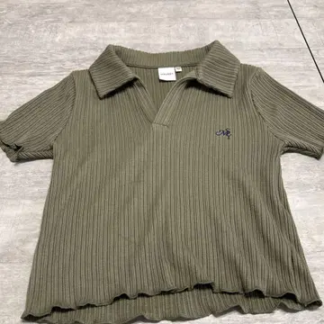 MOUSSY 올리브 그린 반팔 피케 셔츠 F