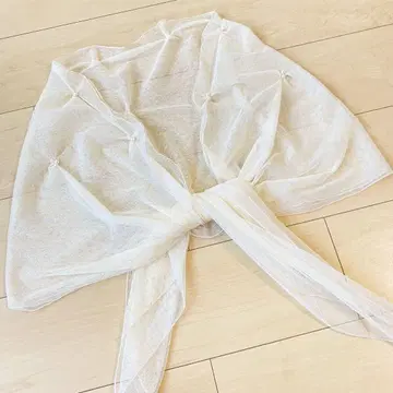 AIMER 에메 펄 장식 도트 무늬 쉬폰 숄 라메 믹스 스톨