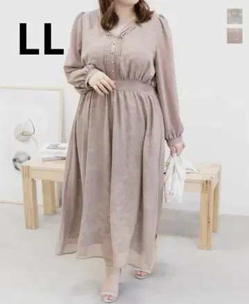쿠레트 소매 쉬폰 원피스 LL 빅 더스티 핑크 성숙/러블리