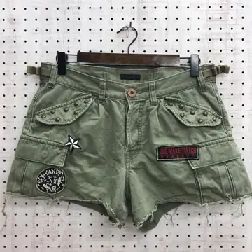 CANDY STRIPPER 구제 의류 스터드 와펜 하프 카고 팬츠