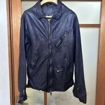 조르지오 브라토 다크 블루 가죽 라이더 자켓