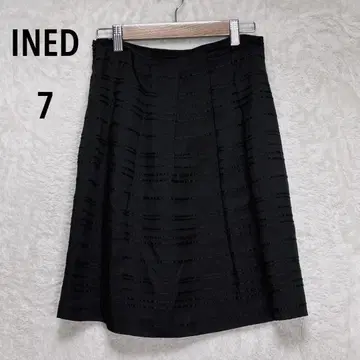 이네드 미니 스커트 블랙 S 보더 플레어 일본제 오피스 캐주얼 무지