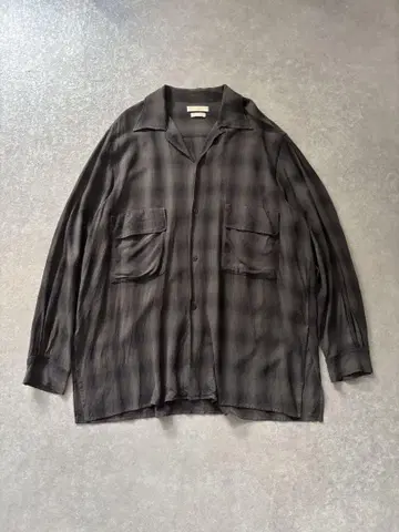 YOKE 22SS 오픈 카라 체크 셔츠 다크 그레이