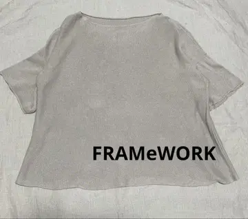 FRAMeWORK 그레이 베이지 린넨 코튼 판초 니트