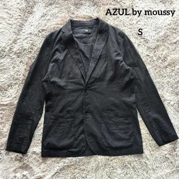 AZUL by moussy 남성용 테일러드 자켓 마 혼방 블랙 긴팔 S