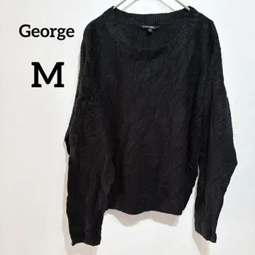 George [ M ] 블랙 니트 스웨터 긴팔 심플 무지
