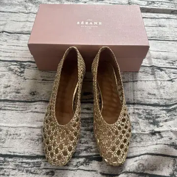 SEZANE 골드 메쉬 펌프스 뜨개질 38
