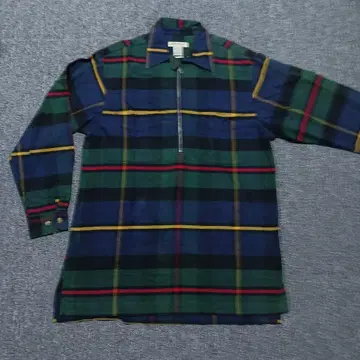 Eddie Bauer 풀오버 하프 지퍼 체크 셔츠 Y2K