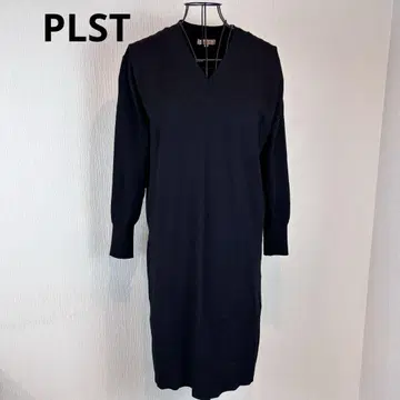 PLST 플라스테 S~ M 블랙 V넥 튜닉 신축성 있음 슬릿 있음