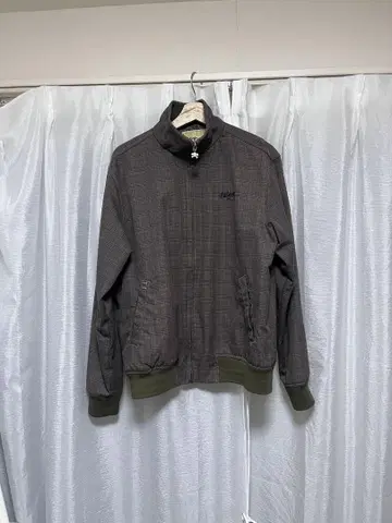 브라운 체크 무늬 자켓 짧은 기장