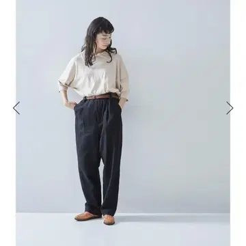 아틀리에 나루세 린넨 코튼 테이퍼드 팬츠 ~헤링본~