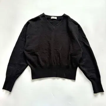 카구레 울 니트 V넥 블랙 루즈핏 오버사이즈 크롭 기장