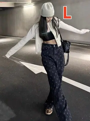 Rest&Recreation 한국 캐주얼 데님 청바지 블랙 L
