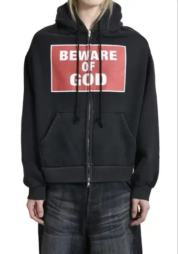 Project G/R BEWARE OF GOD 집업 후드티 블랙