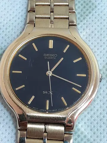 SEIKO SX 쿼츠 손목시계 블랙/골드