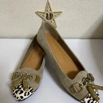 리 레오파드 무늬 베이지 펌프스 22.5cm